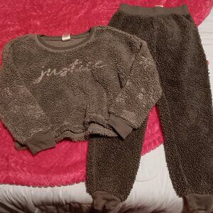 Justice Sleep Outfit Size XS (5-6) Grey Lounge 2 Piece Set